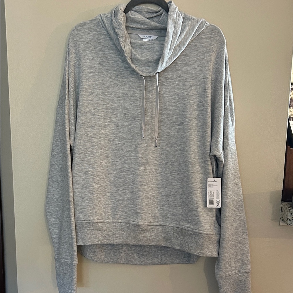 Jockey Heather Gray Cowl Neck Drawstring Sweater